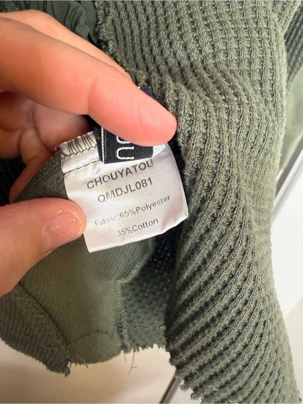 Olive Waffle Knit Button Front Shacket | Size Medium - Picture 5 of 5